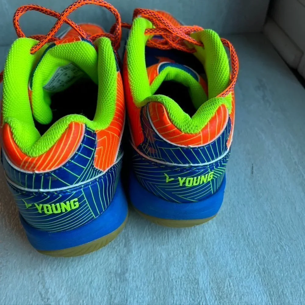 ** Young Neon Blue Orange Pickleball Volleyball Shoes Sneakers mens 6.5 Womens 8
